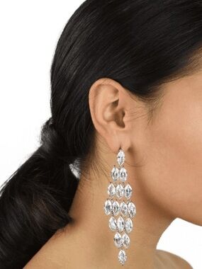 Elegant Silver Crystal Drop Chandelier Earrings - Women Jewelry